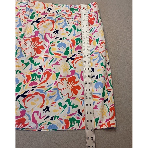 St John's Bay Woman's 18 Floral Skort White Pink Orange Yellow Cotton Stretch - Picture 5 of 11